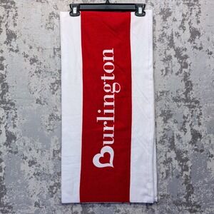 Burlington Red White Stripe Logo Beach Towel Pool Bath - Promo Towel